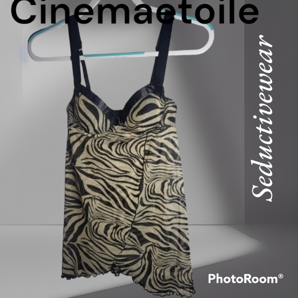 Cinemaetoile Intimates Seductivewear Zebra Print Chemise Size Small